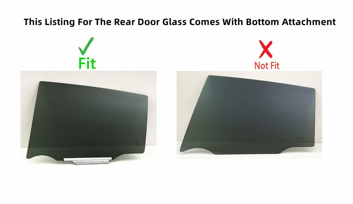 Driver Left Side Rear Door Window Door Glass w/Metal Attachment Compatible with Toyota RAV4 2013-2018 Models