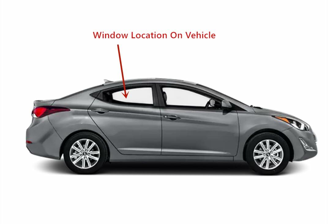 Passenger Right Side Rear Door Window Door Glass Compatible with Hyundai Elantra 4 Door Sedan 2011-2016 Models