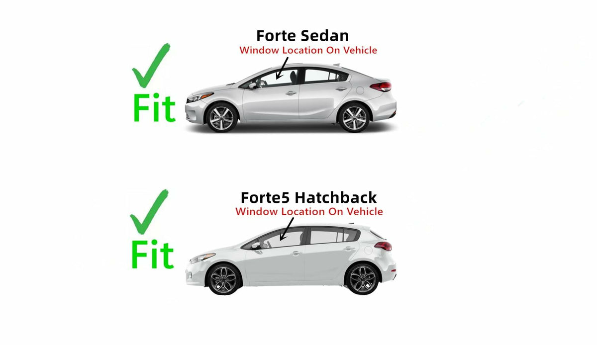 Driver Left Side Front Door Window Door Glass Compatible with Kia Forte / Fort5 2014-2018 Models