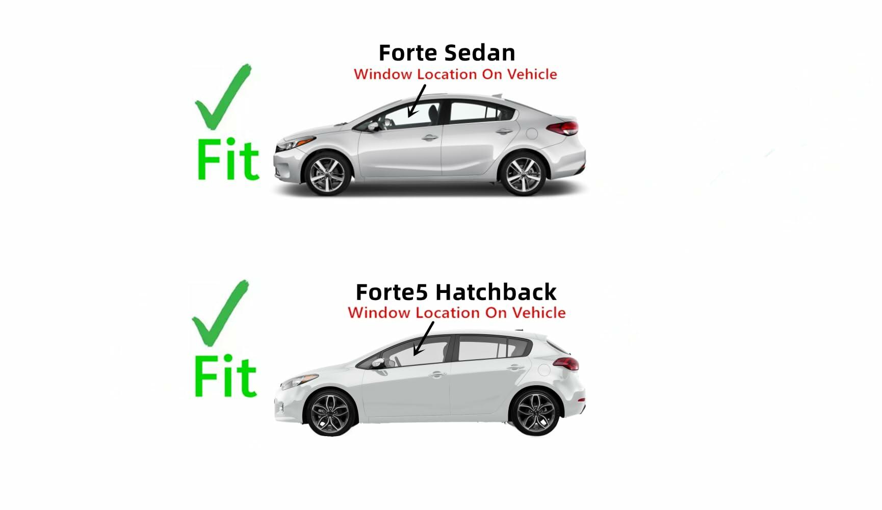 Driver Left Side Front Door Window Door Glass Compatible with Kia Forte / Fort5 2014-2018 Models