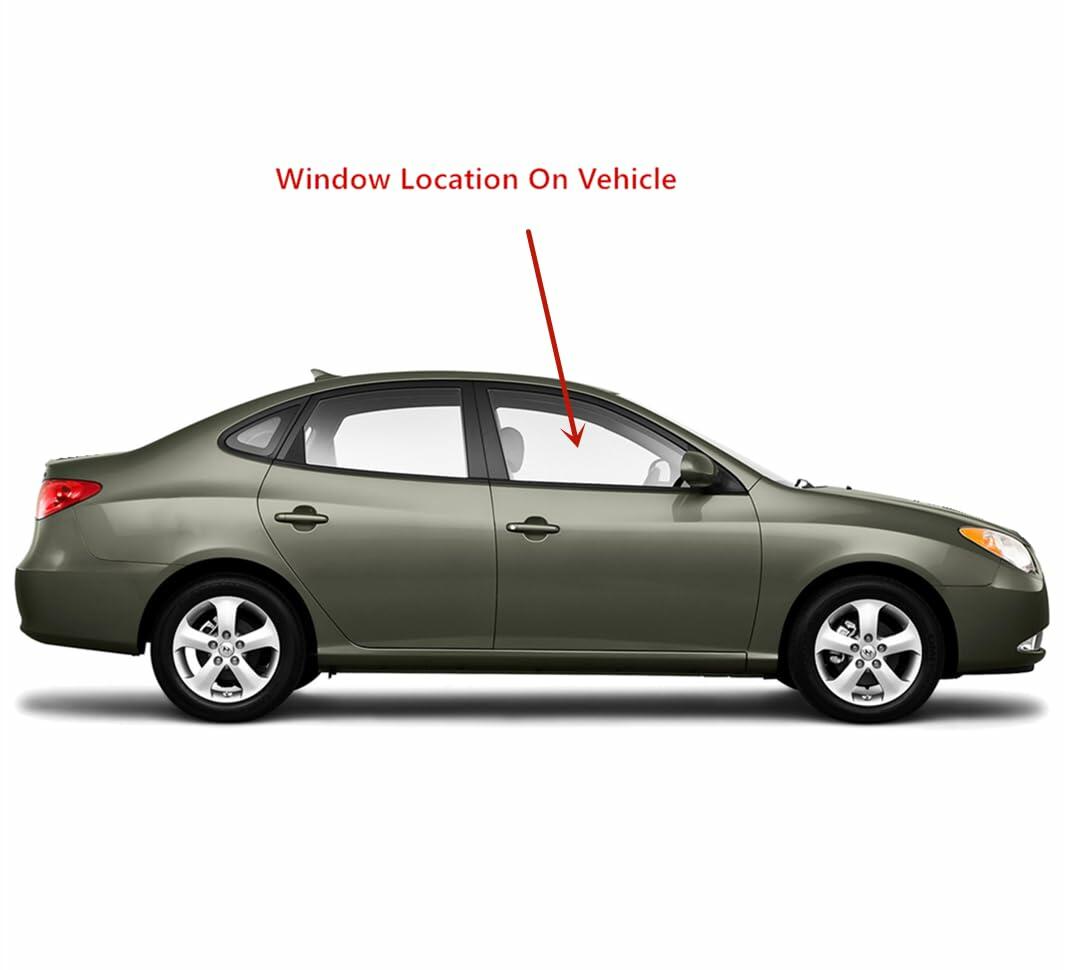 Passenger Right Side Front Door Window Door Glass Compatible with Hyundai Elantra 4 Door Sedan 2007-2010 Models