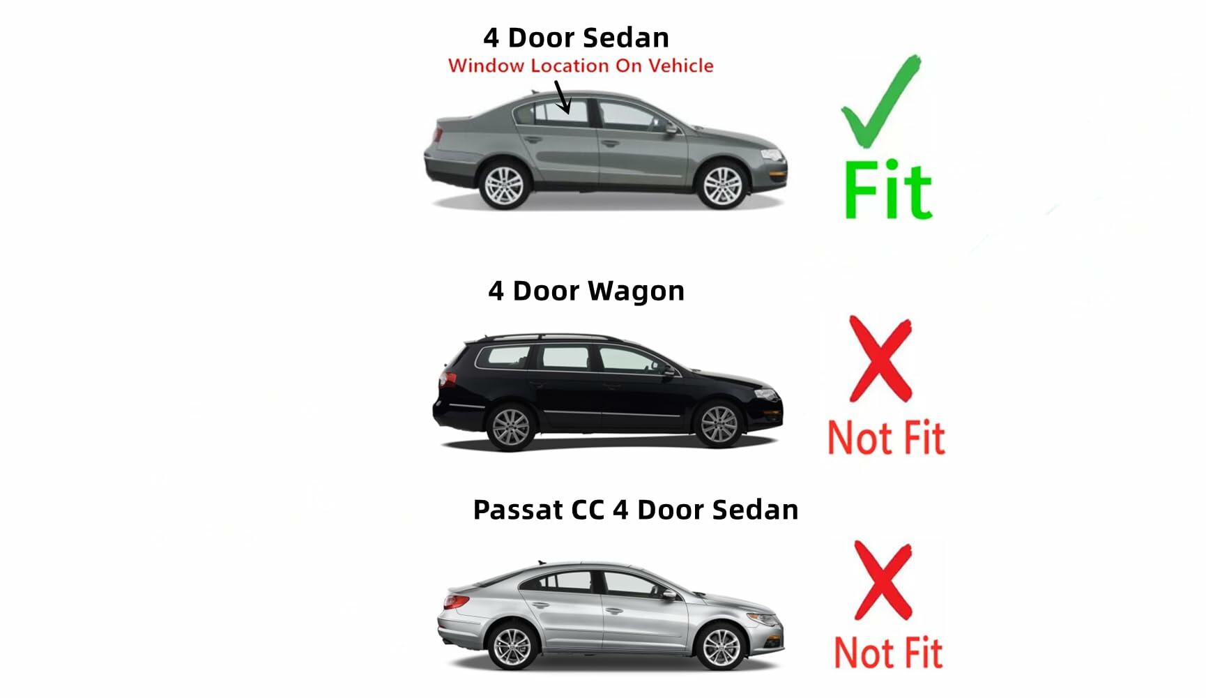 Passenger Right Side Rear Door Window Door Glass Compatible with Volkswagen Passat 4 Door Sedan 2006-2011 Models