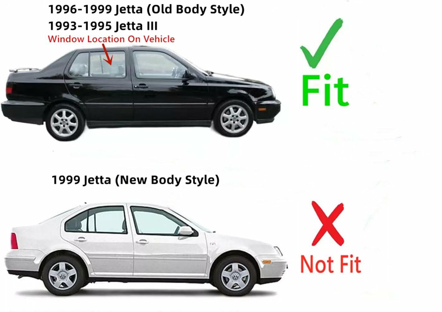 Passenger Right Side Rear Door Window Door Glass Compatible with Volkswagen Golf / Golf III / Jetta / Jetta III 1993-1999 4 Door Models