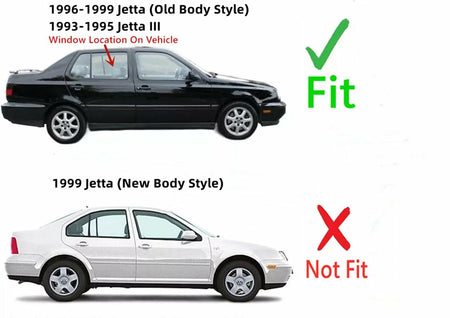 Passenger Right Side Rear Door Window Door Glass Compatible with Volkswagen Golf / Golf III / Jetta / Jetta III 1993-1999 4 Door Models