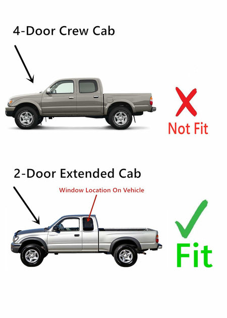 Driver Left Side Rear Quarter Window Quarter Glass Compatible with Toyota Tacoma Pickup 2 Door Extended Cab 2001-2004 Models