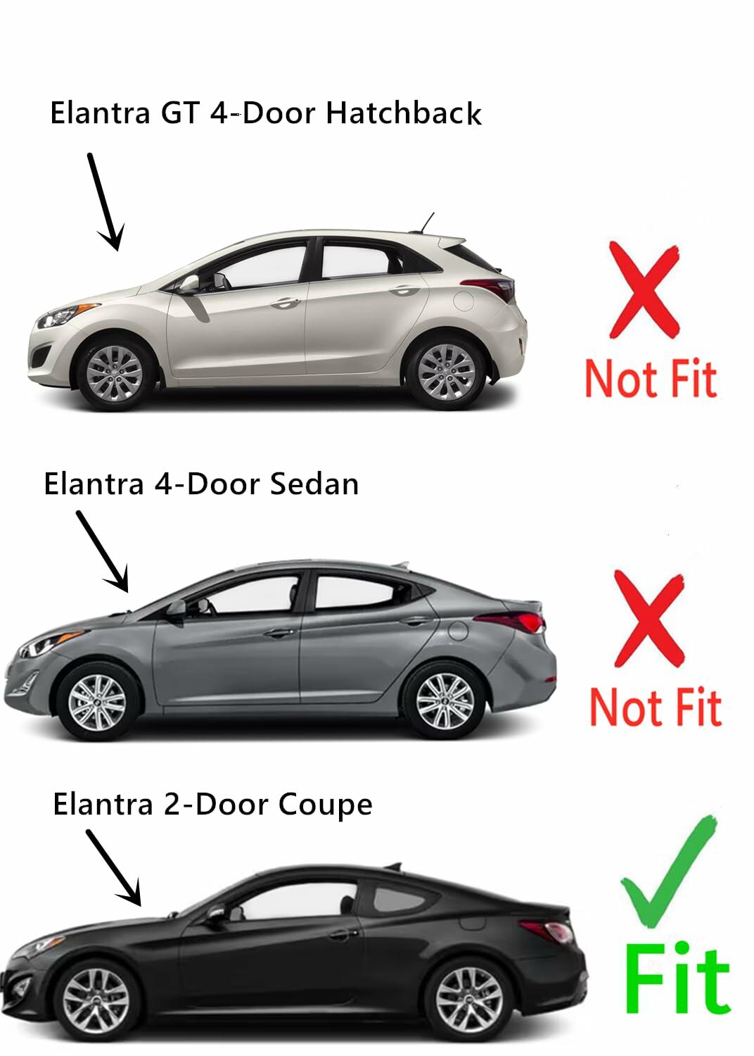 Driver Left Side Door Window Door Glass Compatible with Hyundai Elantra 2 Door Coupe 2013-2016 Models