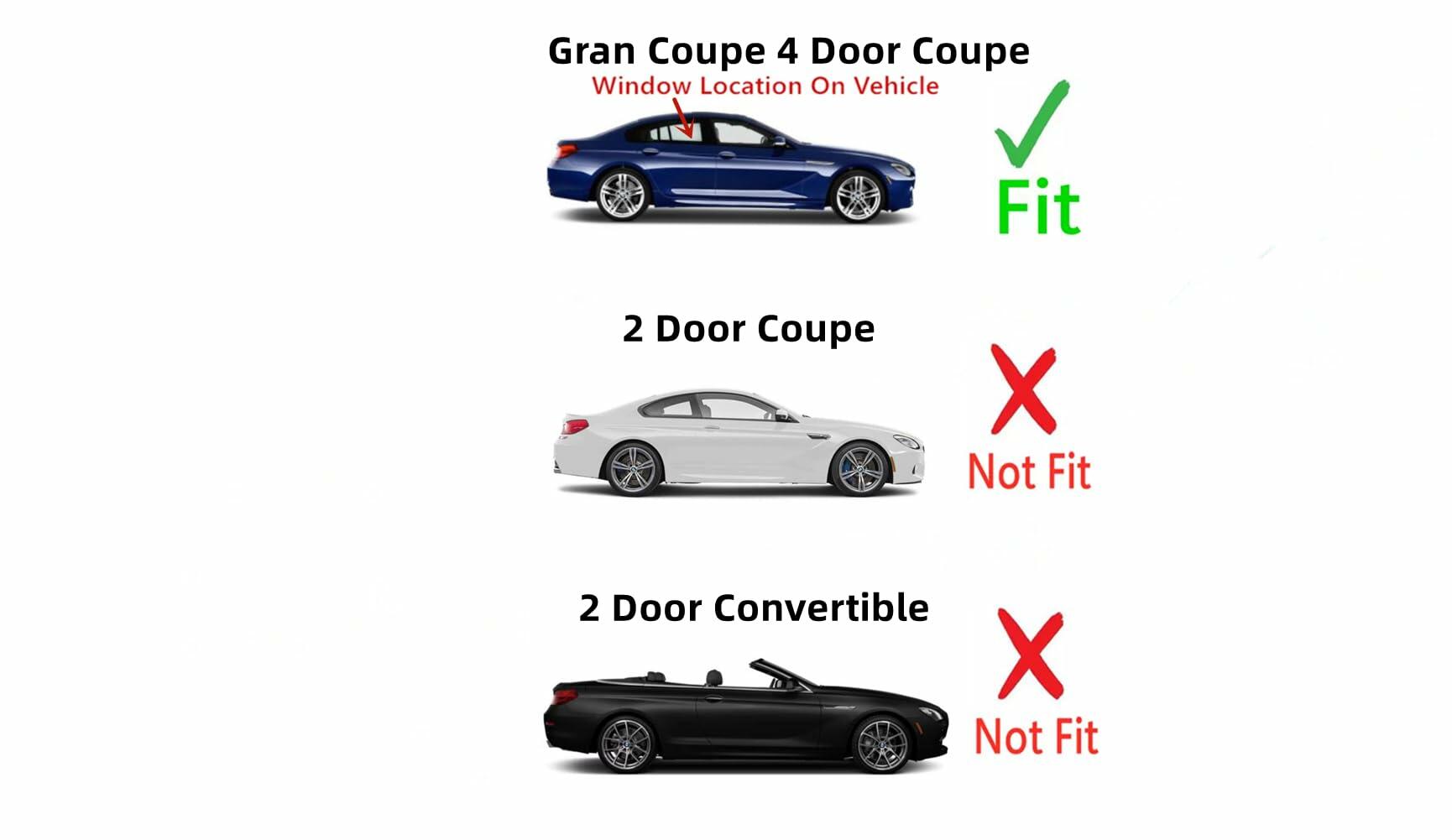 Passenger Right Side Rear Door Window Door Glass Compatible with BMW 640 Grand Coupe / 650 Grand Coupe / M6 Grand Coupe / Alpina B6 Grand Coupe 2013-2017 Models
