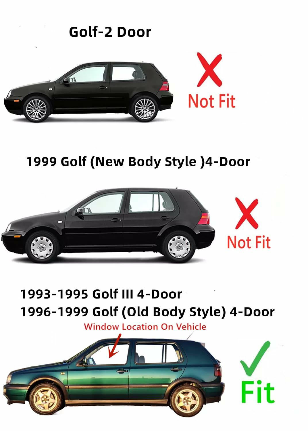 Driver Left Side Front Door Window DoorGlass Compatible with Volkswagen Golf III & Jetta III 1993-1995 / Golf & Jetta 1996-1999 4 Door Models