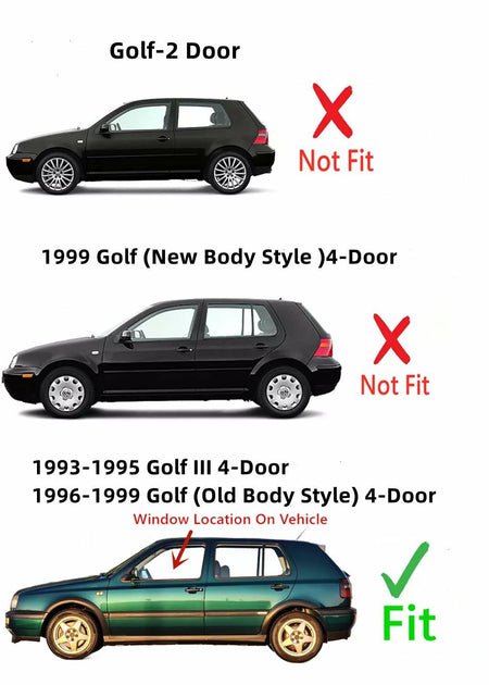 Driver Left Side Front Door Window DoorGlass Compatible with Volkswagen Golf III & Jetta III 1993-1995 / Golf & Jetta 1996-1999 4 Door Models
