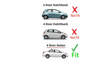 Passenger Right Side Rear Door Window Door Glass Compatible with Toyota Yaris 4 Door Sedan 2007-2012 Models
