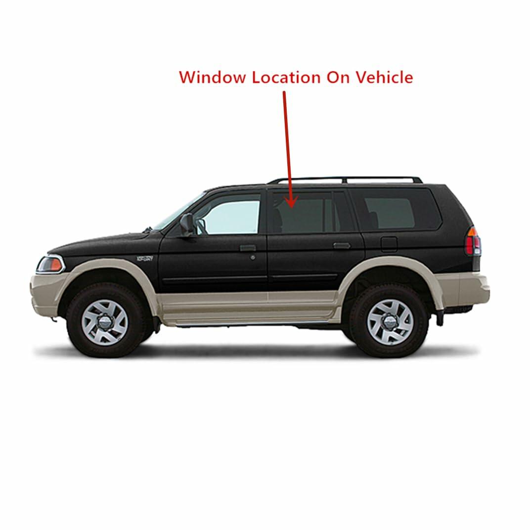 Driver Left Side Rear Door Window Door Glass Compatible with Mitsubishi Montero Sport 1997-2007 Models