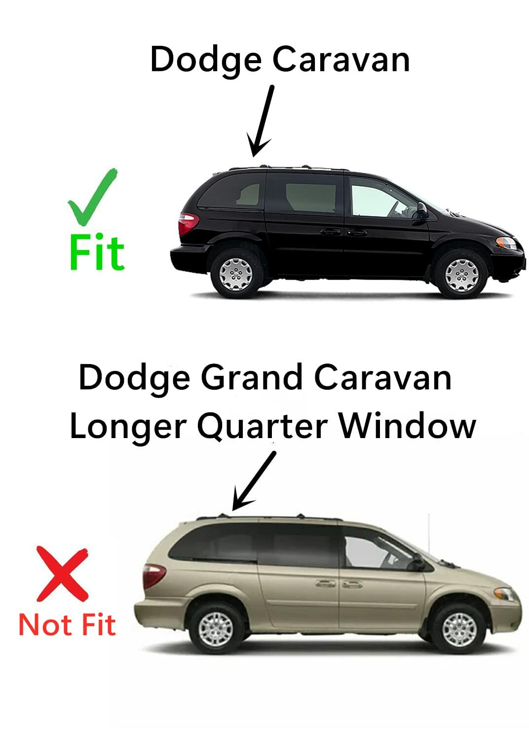 Manual Style Passenger Right Side Quarter Window Quarter Glass Compatible with Dodge Caravan 2001-2007 Models ( Not For Grand Caravan )