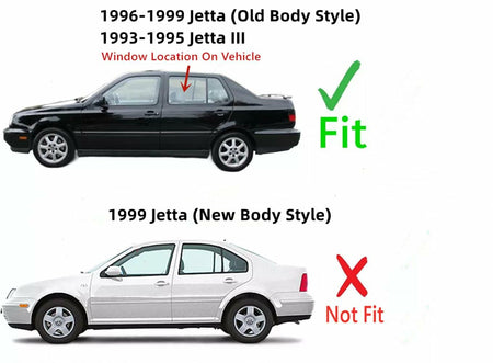 Driver Left Side Rear Door Window Door Glass Compatible with Volkswagen Golf / Golf III / Jetta / Jetta III 1993-1999 4 Door Models