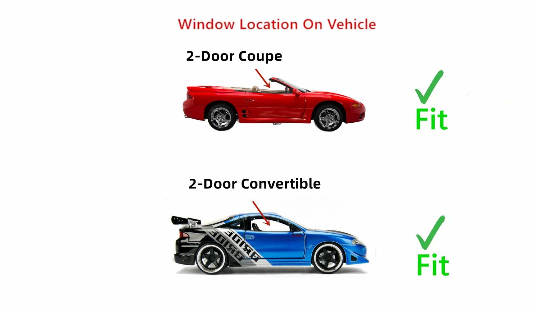 Passenger Right Side Door Window Door Glass Compatible with Mitsubishi Eclipse 1995-1999 / Eagle Talon 1995-1998 Models