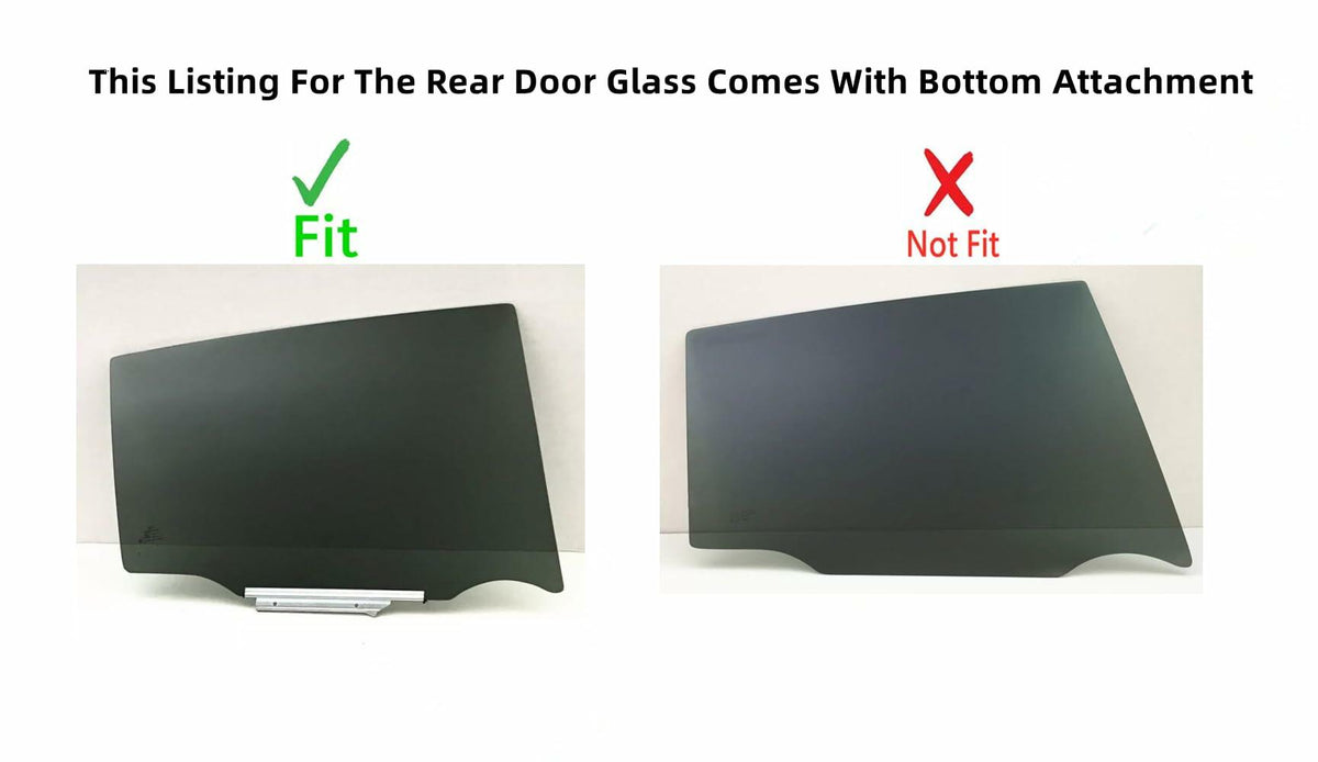 Passenger Right Side Rear Door Window Door Glass w/Metal Attachment Compatible with Toyota RAV4 2013-2018 Models