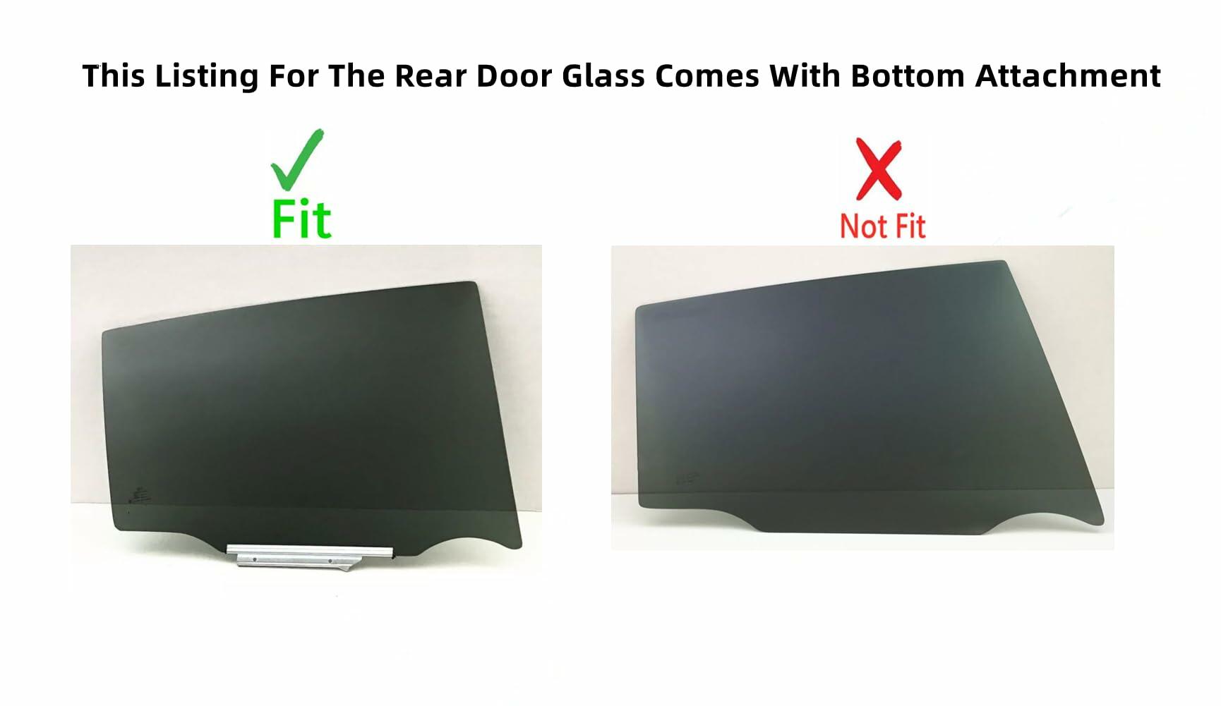 Passenger Right Side Rear Door Window Door Glass w/Metal Attachment Compatible with Toyota RAV4 2013-2018 Models
