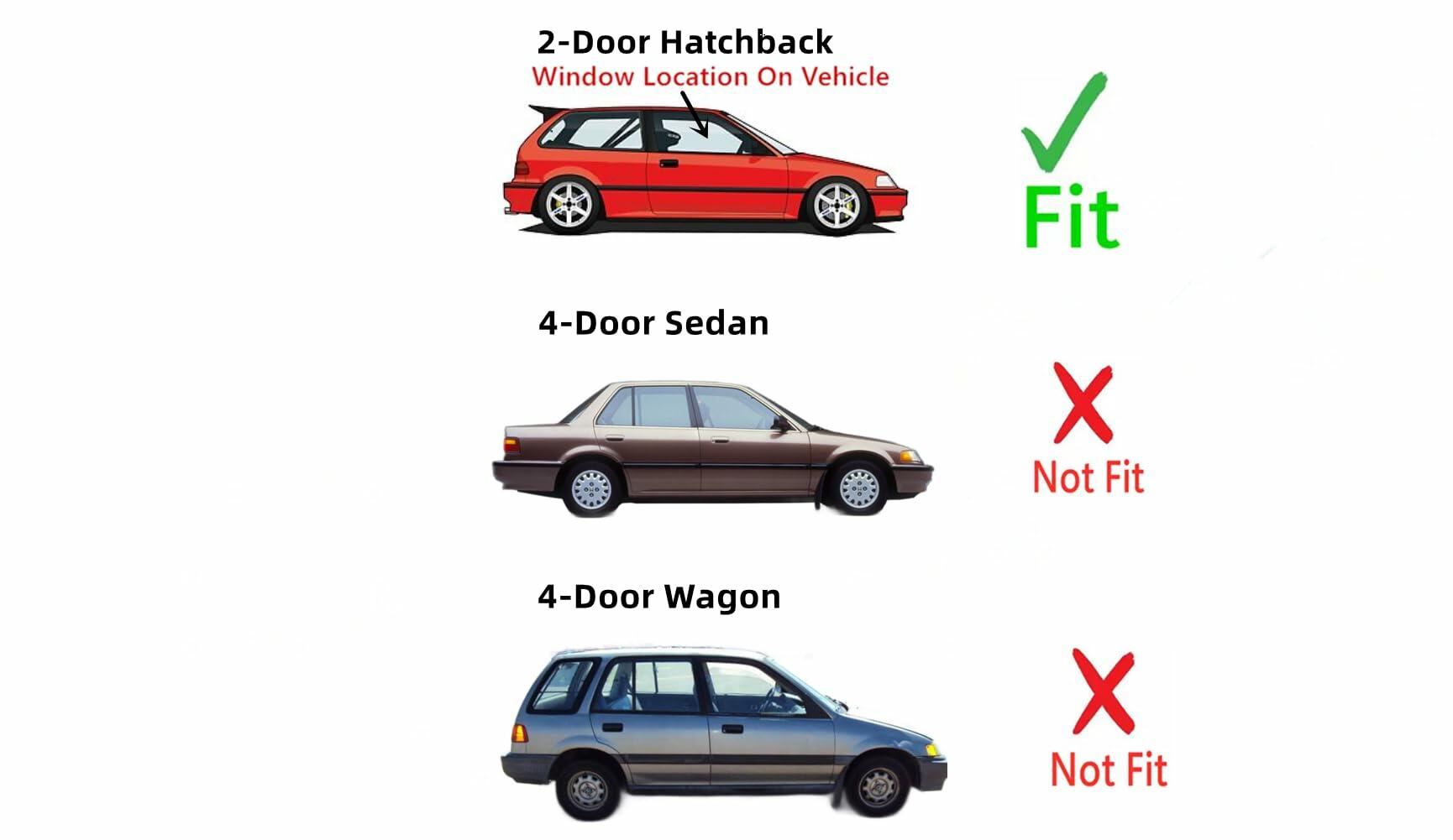 Passenger Right Side Door Window Door Glass Compatible with Honda Civic 2 Door Hatchback 1990-1991 Models