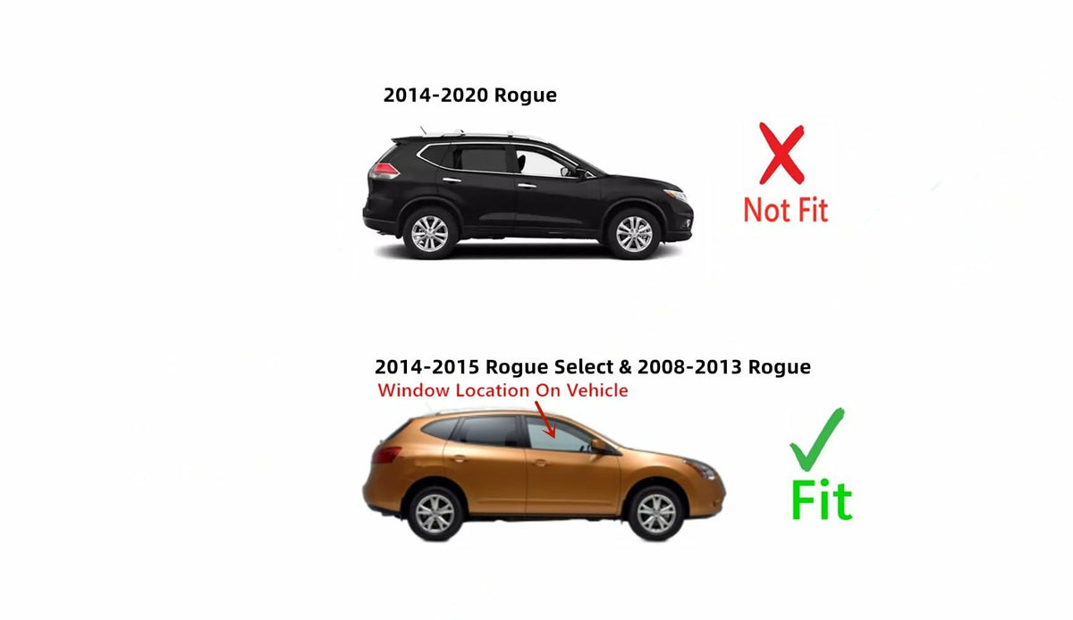 Passenger Right Side Front Door Window Door Glass Compatible with Nissan Rogue 2008-2013 Models / Rouge Select 2014-2015 Models
