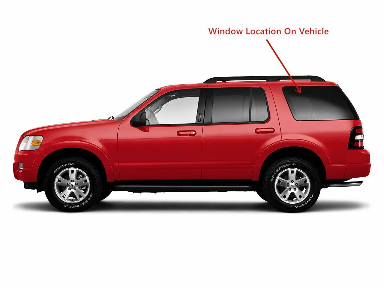 NAGD Tempered Glass Left Side Rear Quarter Window for Ford Explorer / Mercury Mountaineer 2003-2010 4-Door Models (Black, Rear, Passenger Side, Car)