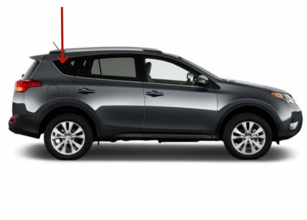 Chrome Moulding Style Tempered Passenger Right Side Quarter Window Quarter Glass Compatible with Toyota RAV4 2013-2018 Models