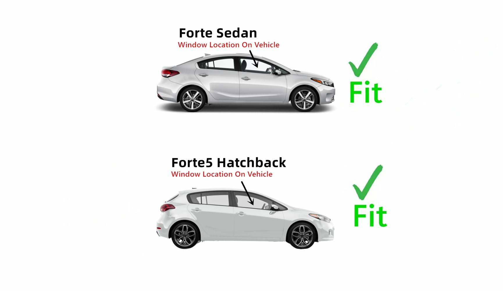 Passenger Right Side Front Door Window Door Glass Compatible with Kia Forte / Fort5 2014-2018 Models