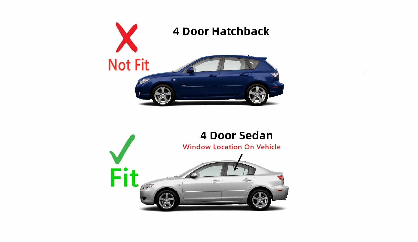 Driver Left Side Rear Door Window Door Glass Compatible with Mazda 3 2004-2009 4 Door Sedan Models