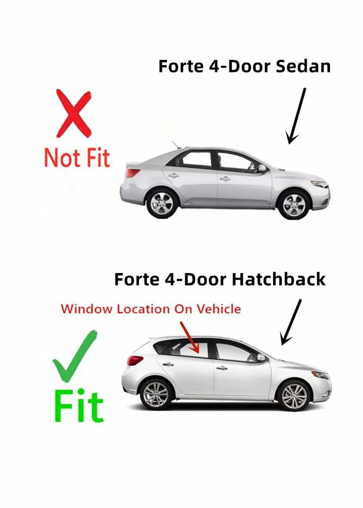 OEM Passenger Right Side Rear Door Window Door Glass Compatible with Kia Forte 4 Door Hatchback 2011-2013 Models