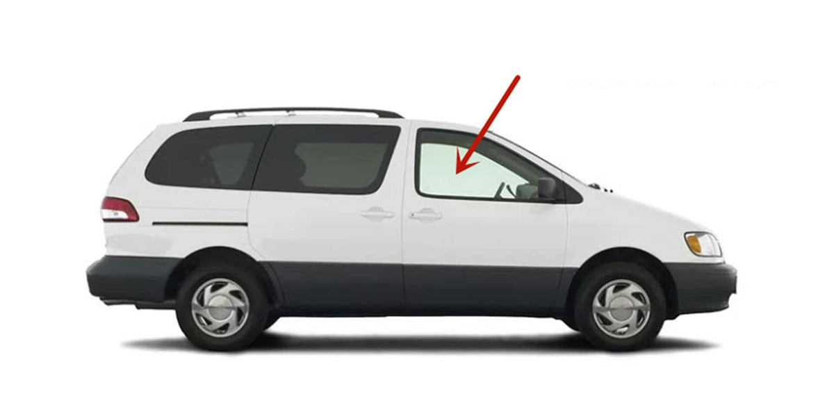 Passenger Right Side Front Door Window Door Glass Compatible with Toyota Sienna 1998-2003 Models
