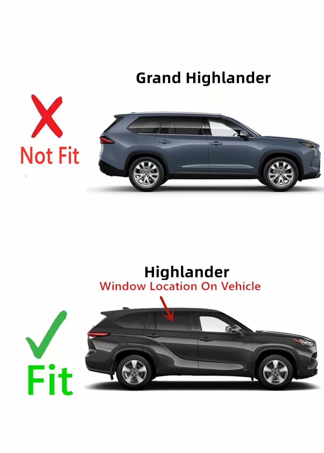 Passenger Right Side Rear Door Window Door Glass Compatible with Toyota Highlander 2020-2025 Models