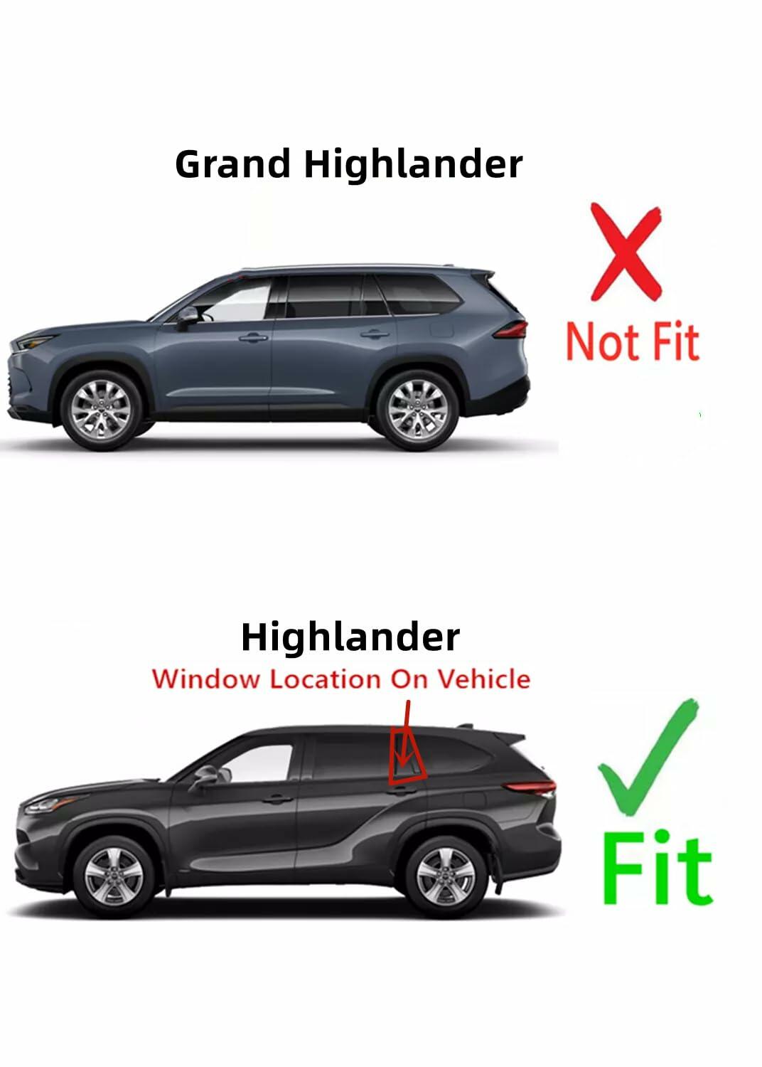 Driver Left Side Rear Vent Window Vent Glass Compatible with Toyota Highlander 2020-2025 Models