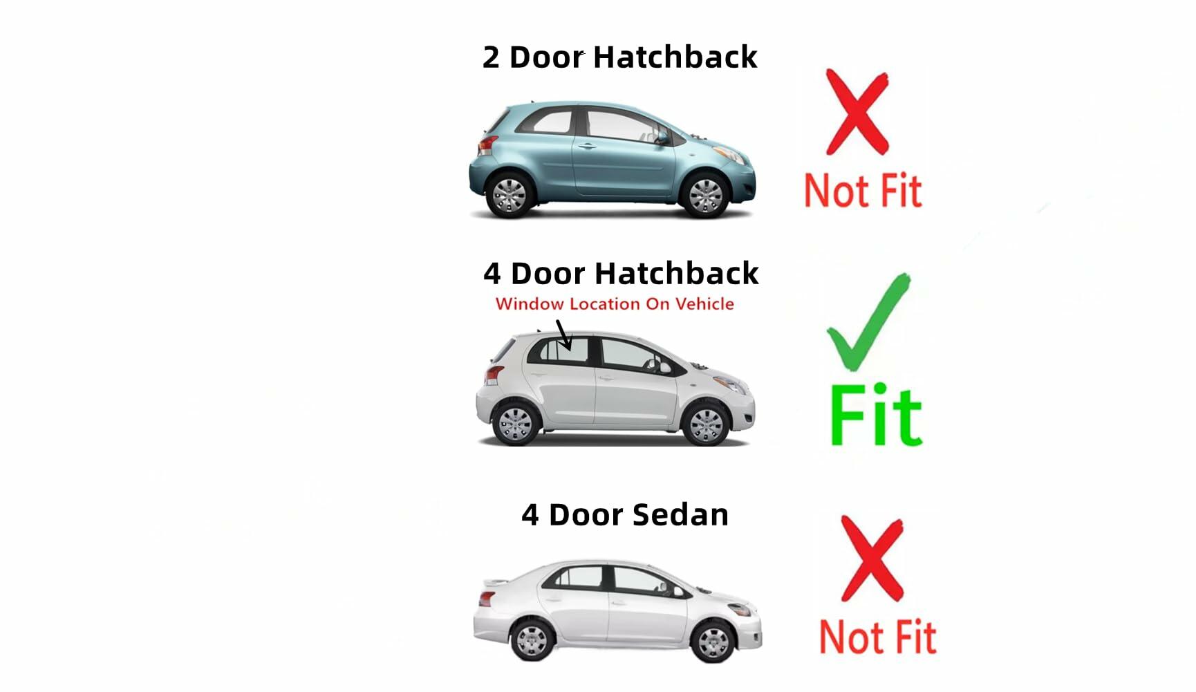 Passenger Right Side Rear Door Window Door Glass Compatible with Toyota Yaris 4 Door Hatchback 2006-2011 Models
