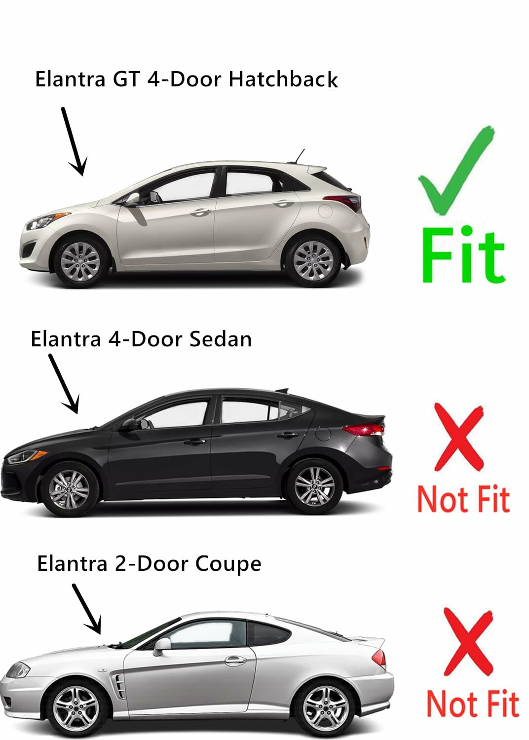 Driver Left Side Rear Door Window Door Glass Compatible with Hyundai Elantra GT 4 Door Hatchback 2013-2017 Models