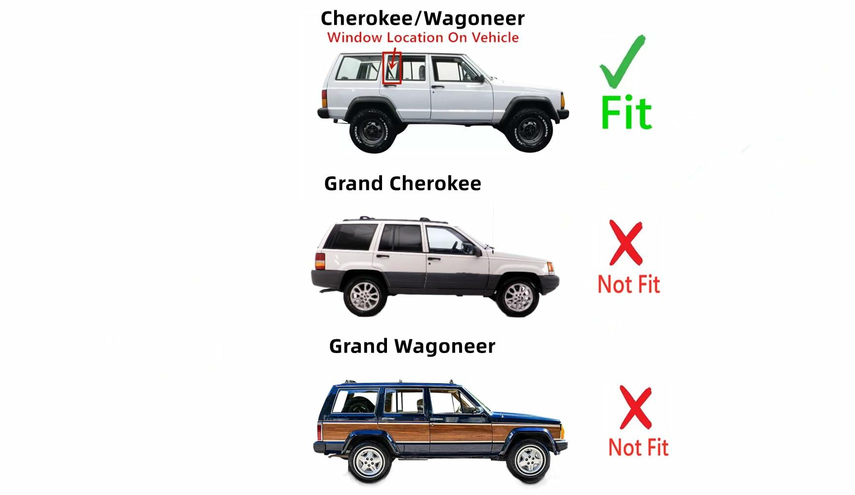 Passenger Right Side Rear Vent Window Vent Glass Compatible with Jeep Cherokee 1984-2001 / Wagoneer 1984-1990 4-Door Models