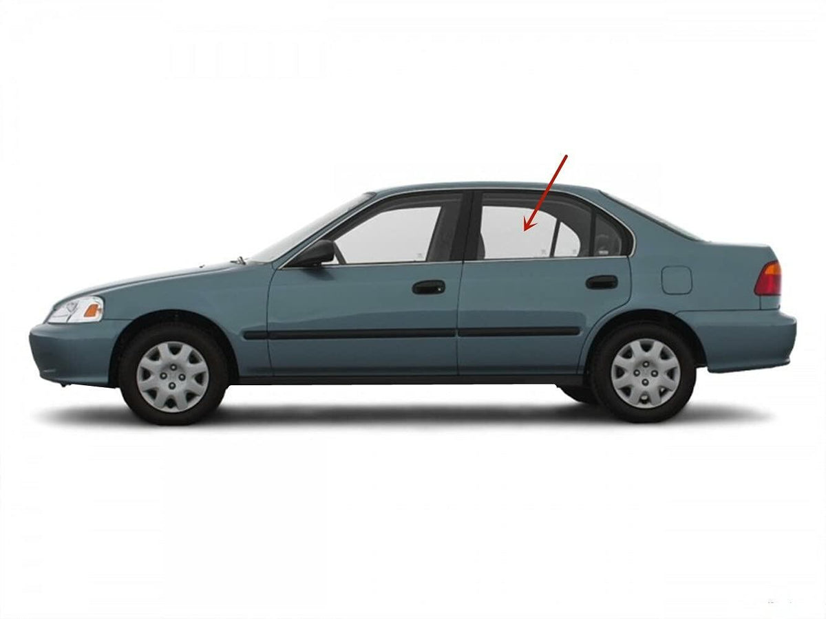 Driver Left Side Rear Door Window Door Glass Compatible with Honda Civic 4 Door Sedan 1996-2000 Models