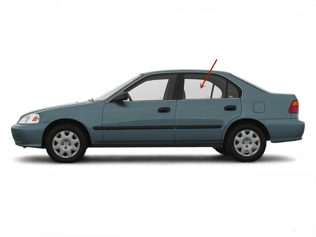 Driver Left Side Rear Door Window Door Glass Compatible with Honda Civic 4 Door Sedan 1996-2000 Models