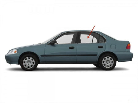 Driver Left Side Rear Door Window Door Glass Compatible with Honda Civic 4 Door Sedan 1996-2000 Models