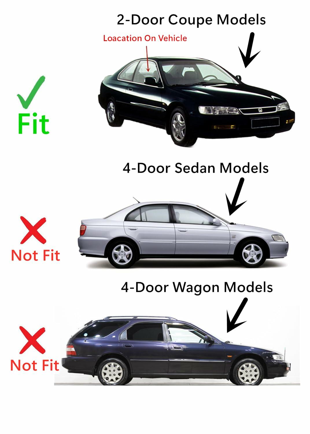 Passenger Right Side Door Window Door Glass Compatible with Honda Accord 2 Door Coupe 1994-1997 Models