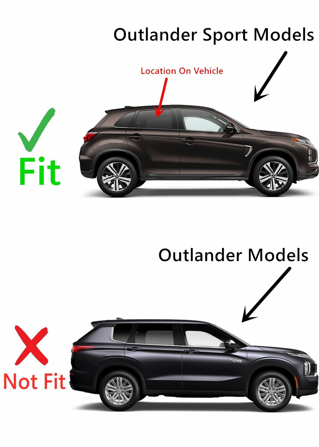 Passenger Right Side Rear Door Window Door Glass Compatible with Mitsubishi Outlander Sport 2011-2025 Models