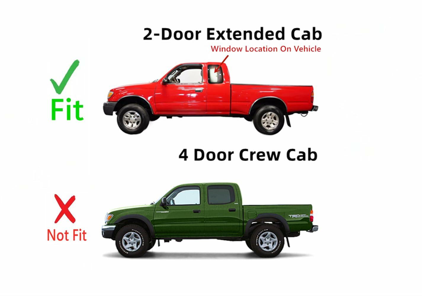 Driver Left Side Quarter Window Quarter Glass Compatible with Toyota Tacoma Pickup 2 Door Extended Cab 1995-2000 Models