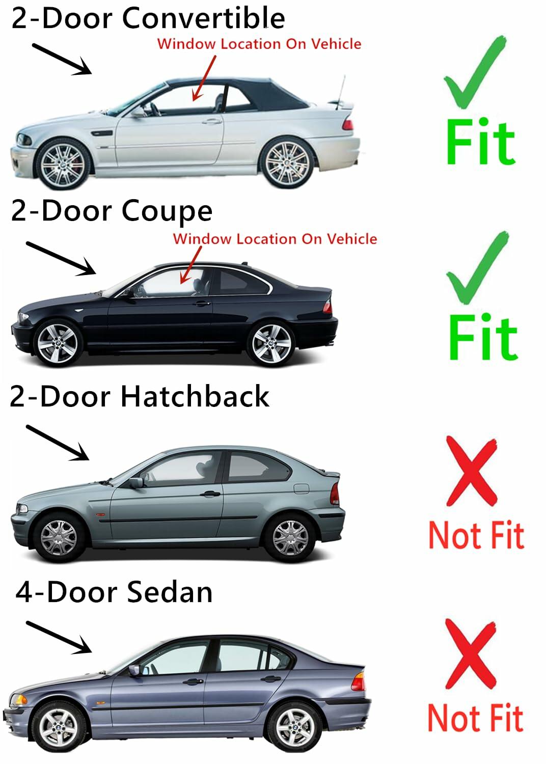 Driver Left Side Door Window Door Glass Compatible with BMW 3 Series M3, 328i 328is 323i 323is 351i 325is 318i 318is 2 Door Coupe/Convertible 1995-1999 Models