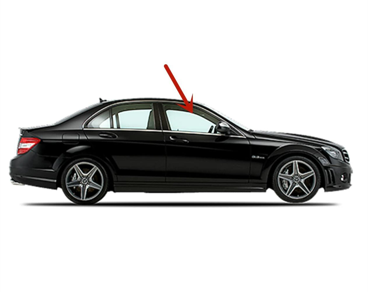 Tempered Passenger Right Side Front Door Window Door Glass Compatible with Mercedes Benz C300 C350 C63AMG 2008-2011 Models