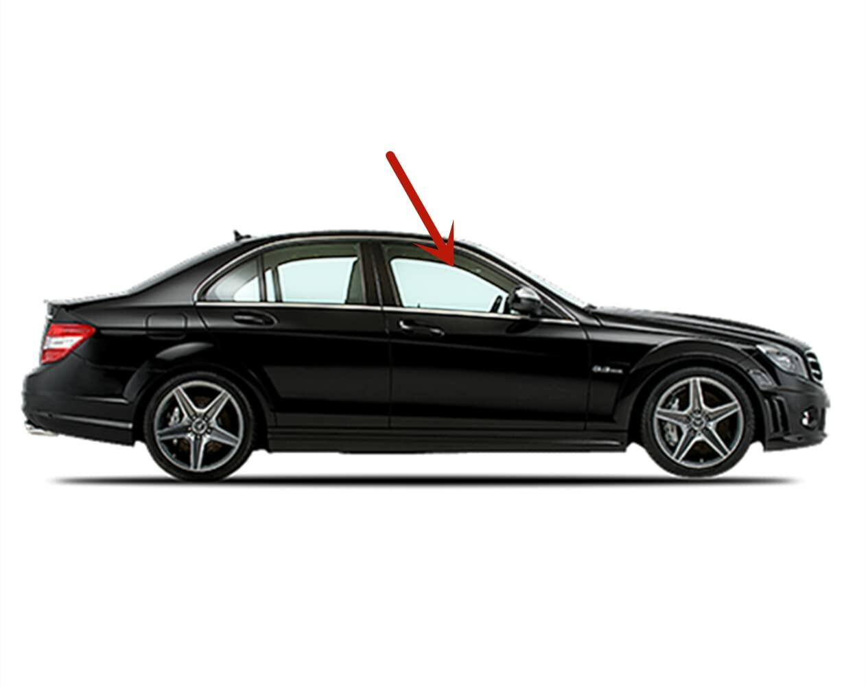 Tempered Passenger Right Side Front Door Window Door Glass Compatible with Mercedes Benz C300 C350 C63AMG 2008-2011 Models