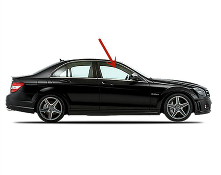 Tempered Passenger Right Side Front Door Window Door Glass Compatible with Mercedes Benz C300 C350 C63AMG 2008-2011 Models