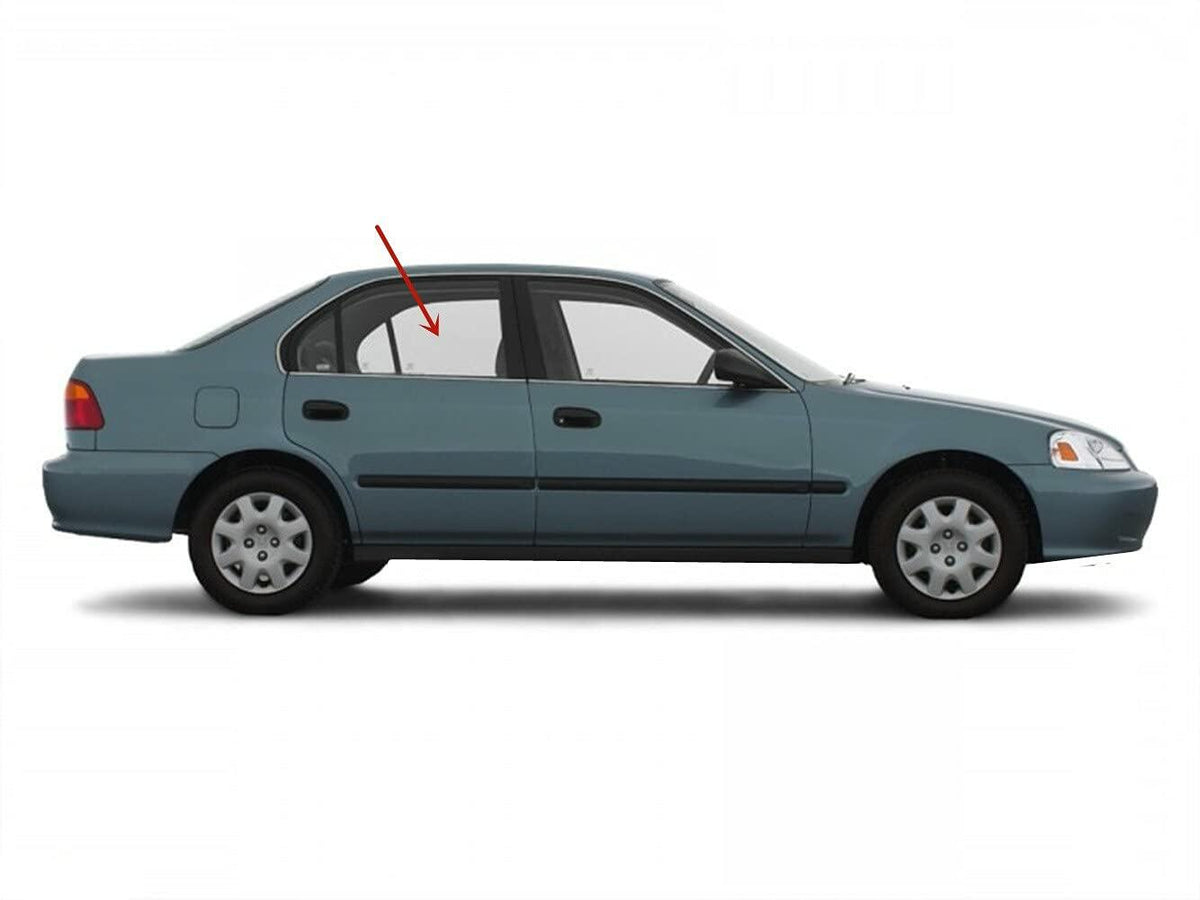 Passenger Right Side Rear Door Window Door Glass Compatible with Honda Civic 4 Door Sedan 1996-2000 Models
