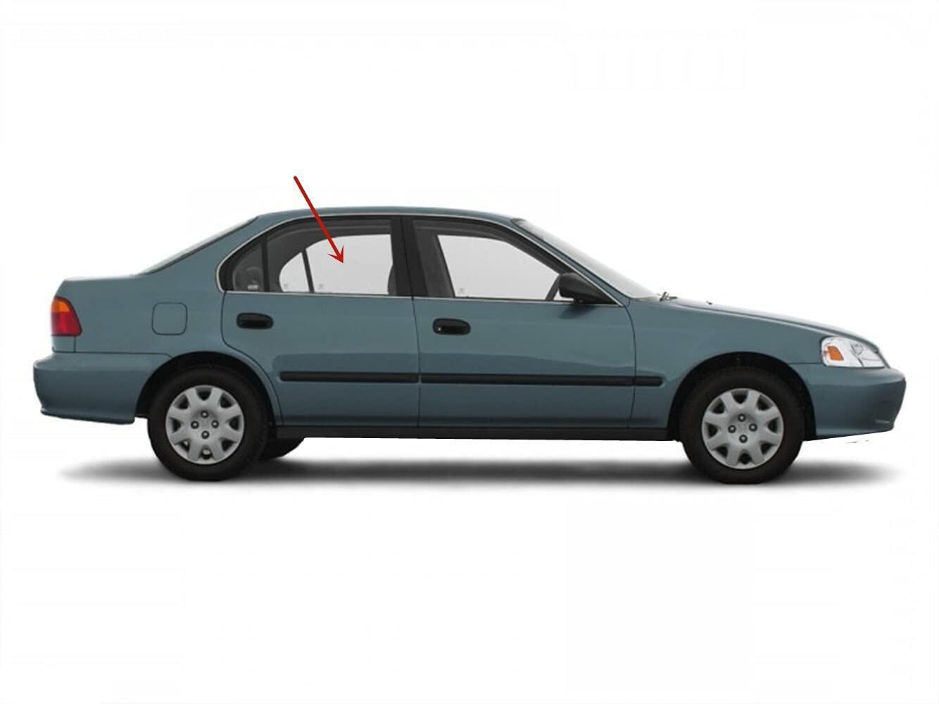 Passenger Right Side Rear Door Window Door Glass Compatible with Honda Civic 4 Door Sedan 1996-2000 Models