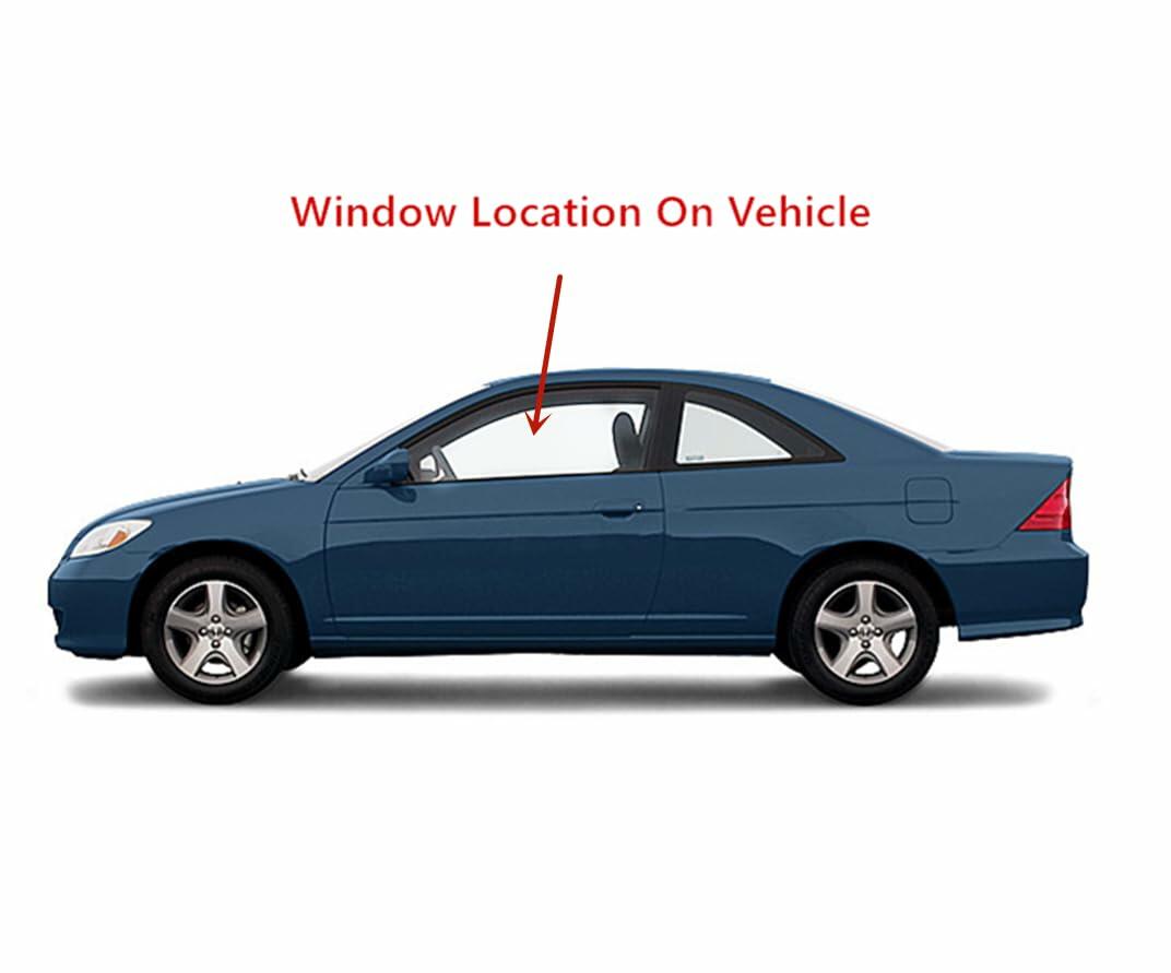 Driver Left Side Door Window Door Glass Compatible with Honda Civic 2 Door Coupe 2001-2005 Models