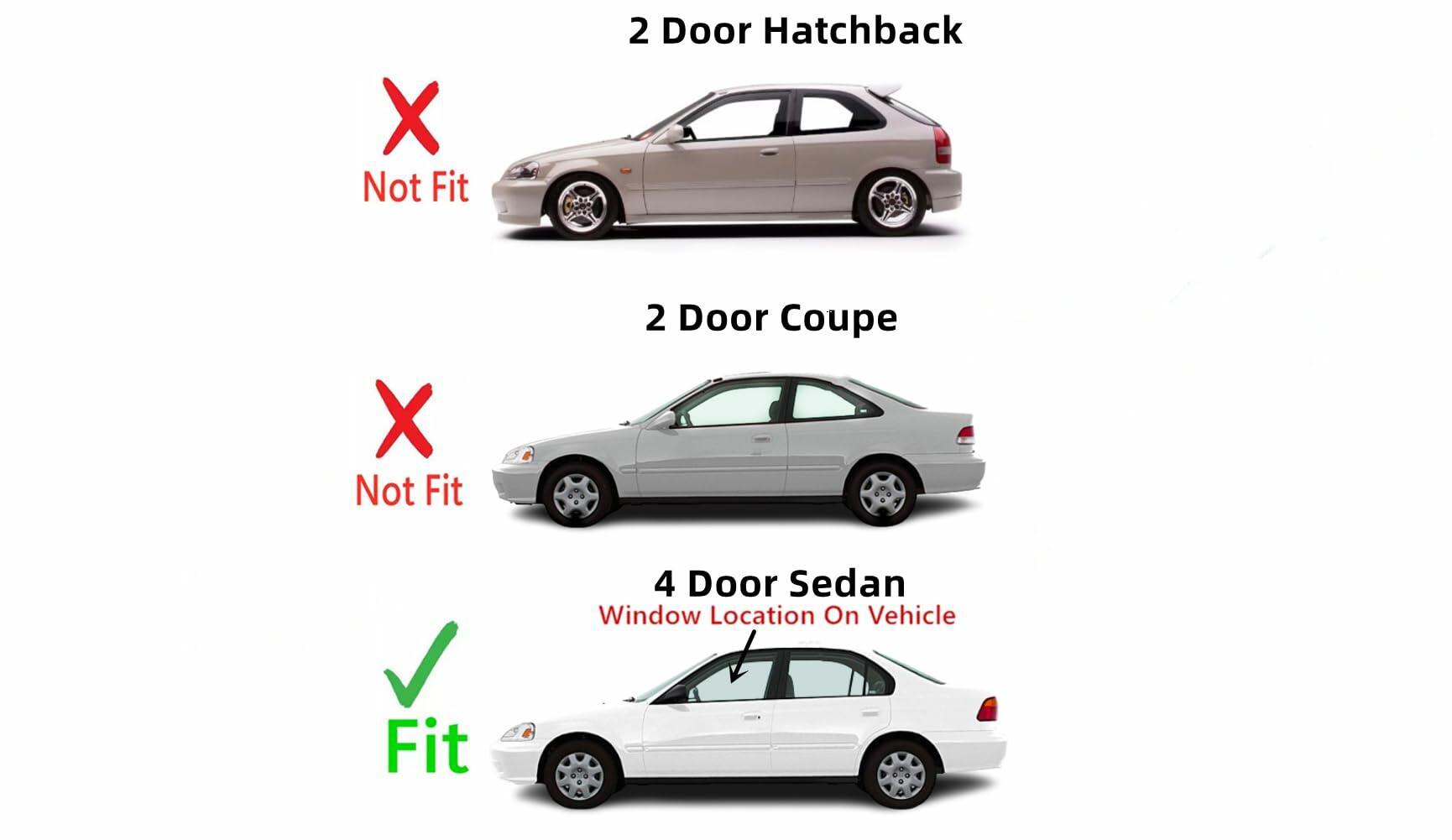 Driver Left Side Front Door Window Door Glass Compatible with Honda Civic 4 Door Sedan 1996-2000 Models