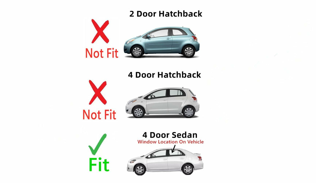 Driver Left Side Rear Door Window Door Glass Compatible with Toyota Yaris 4 Door Sedan 2007-2012 Models
