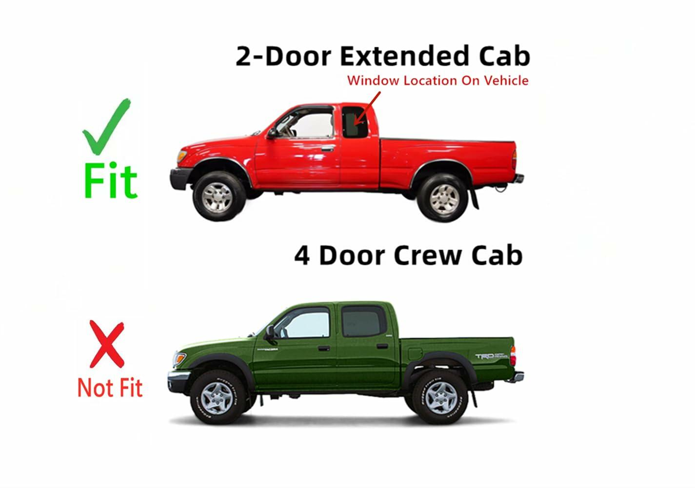 Privacy Driver Left Side Rear Quarter Window Quarter Glass Compatible with Toyota Tacoma Pickup 2 Door Extended Cab 1995-2000 Models