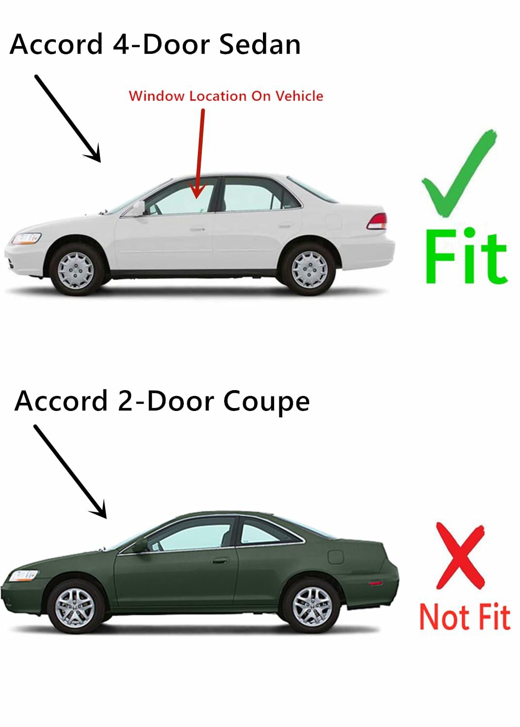 Driver Left Side Front Door Window Door Glass Compatible with Honda Accord 4 Door Sedan 1998-2002 Models